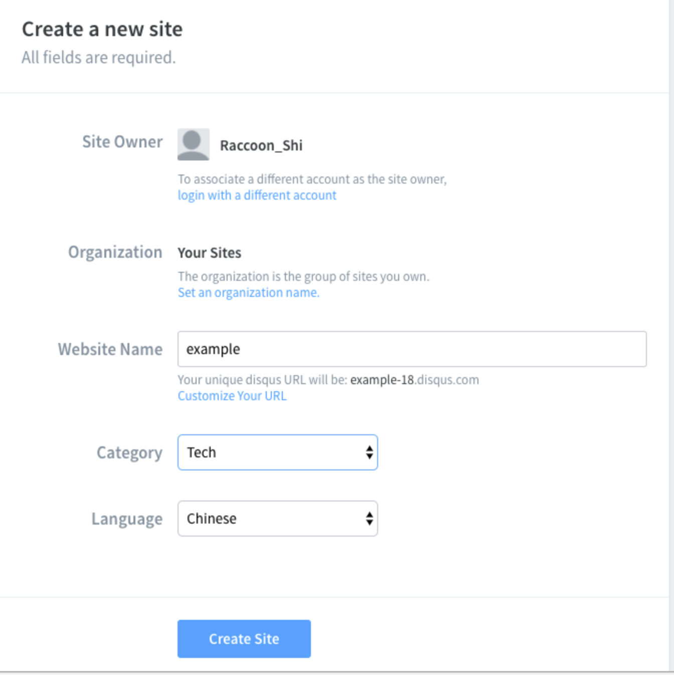 example disqus start page